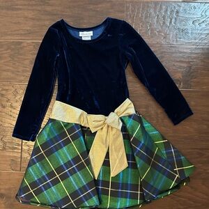 Bonnie Jean Navy Velvet Plaid Dress